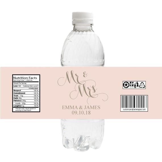 Mr and Mrs Wedding Water Bottle Labels - Announce It!.png